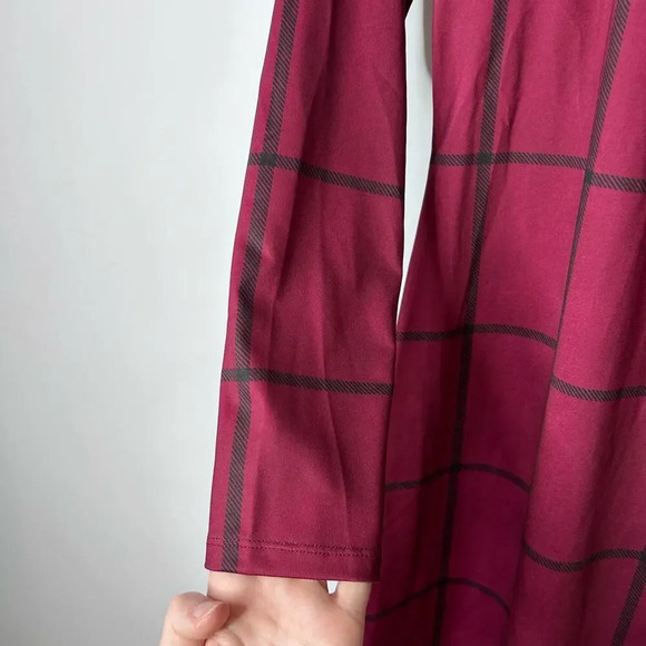 Hutch Anthropologie Merlot Red Plaid Long Sleeve Dress Women’s Small Cabin Chic - Picture 5 of 9